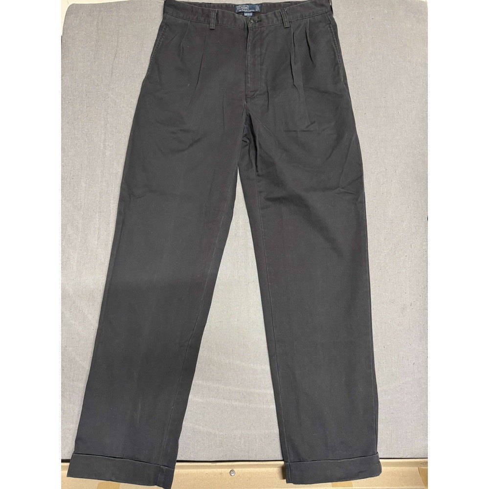 Polo Ralph Lauren Men Hammond Pant 35x33 Relaxed Double Pleated Chino Charcoal
